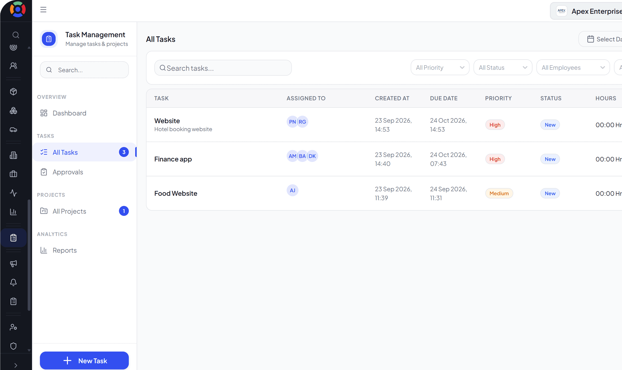 SuperManage HRMS attendance dashboard showing employee status, punch in/out, and hours